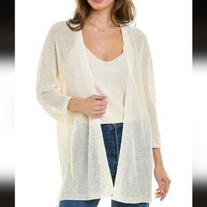 Eileen Fisher Ecru Open Knit Kimono Cardigan